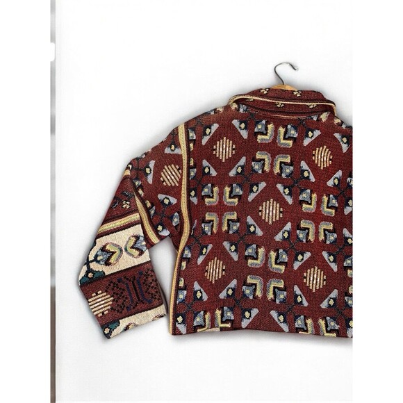 Paco Soler Crop Jacket Womens S/M Tapestry Knit Southwestern Boho 90s Vintage - Picture 15 of 16